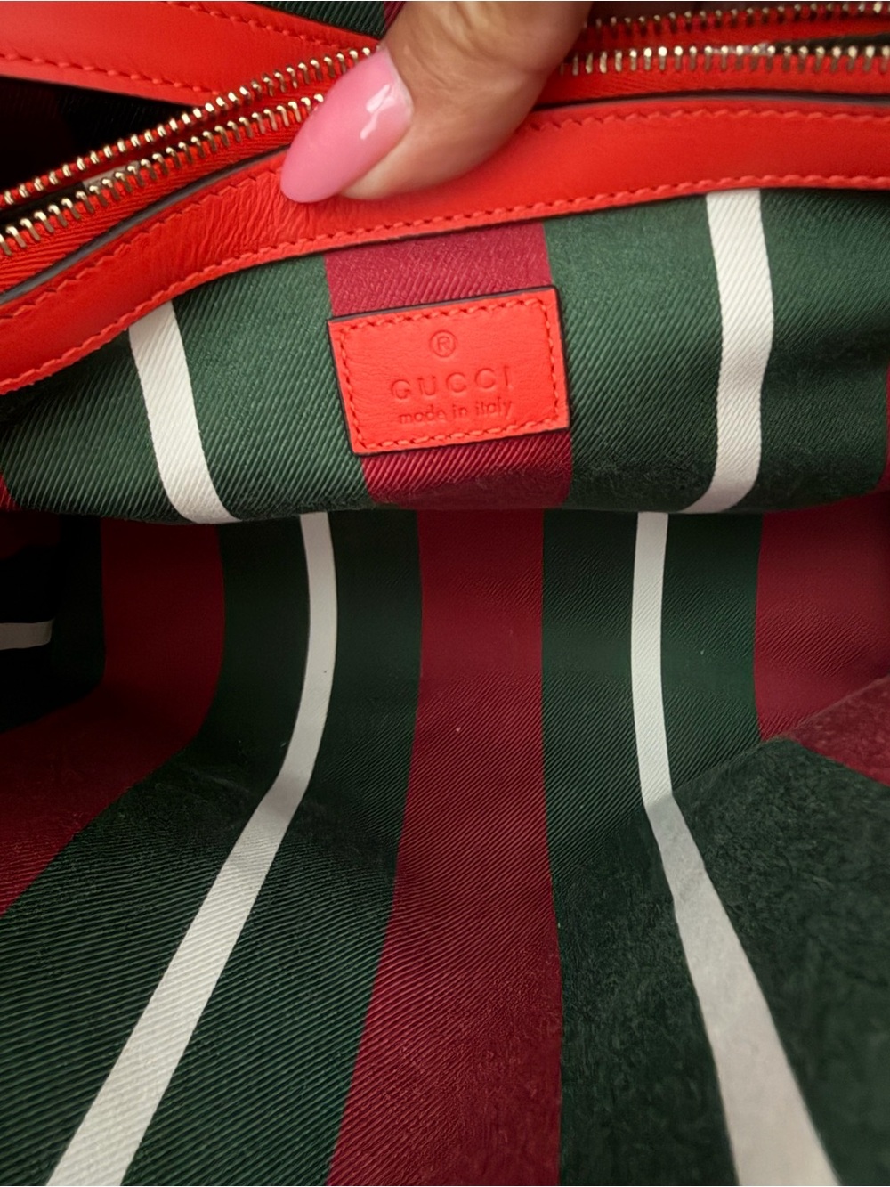 Gucci Beige GG Emblem tote medium with orange trim leather brand new 🧡 - Picture 12 of 16